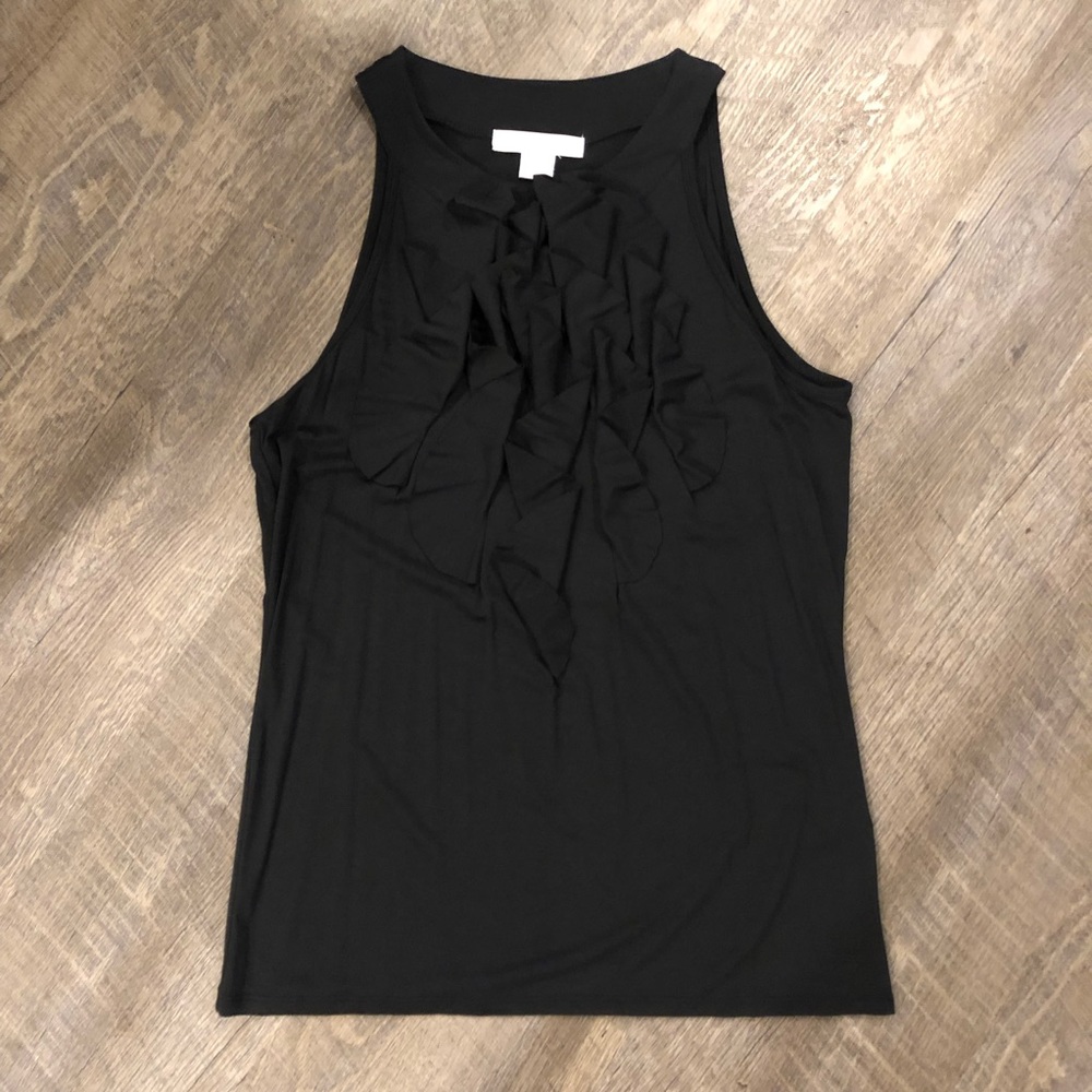 NWT / August Silk Sleeveless Blouse w/ruffle / M